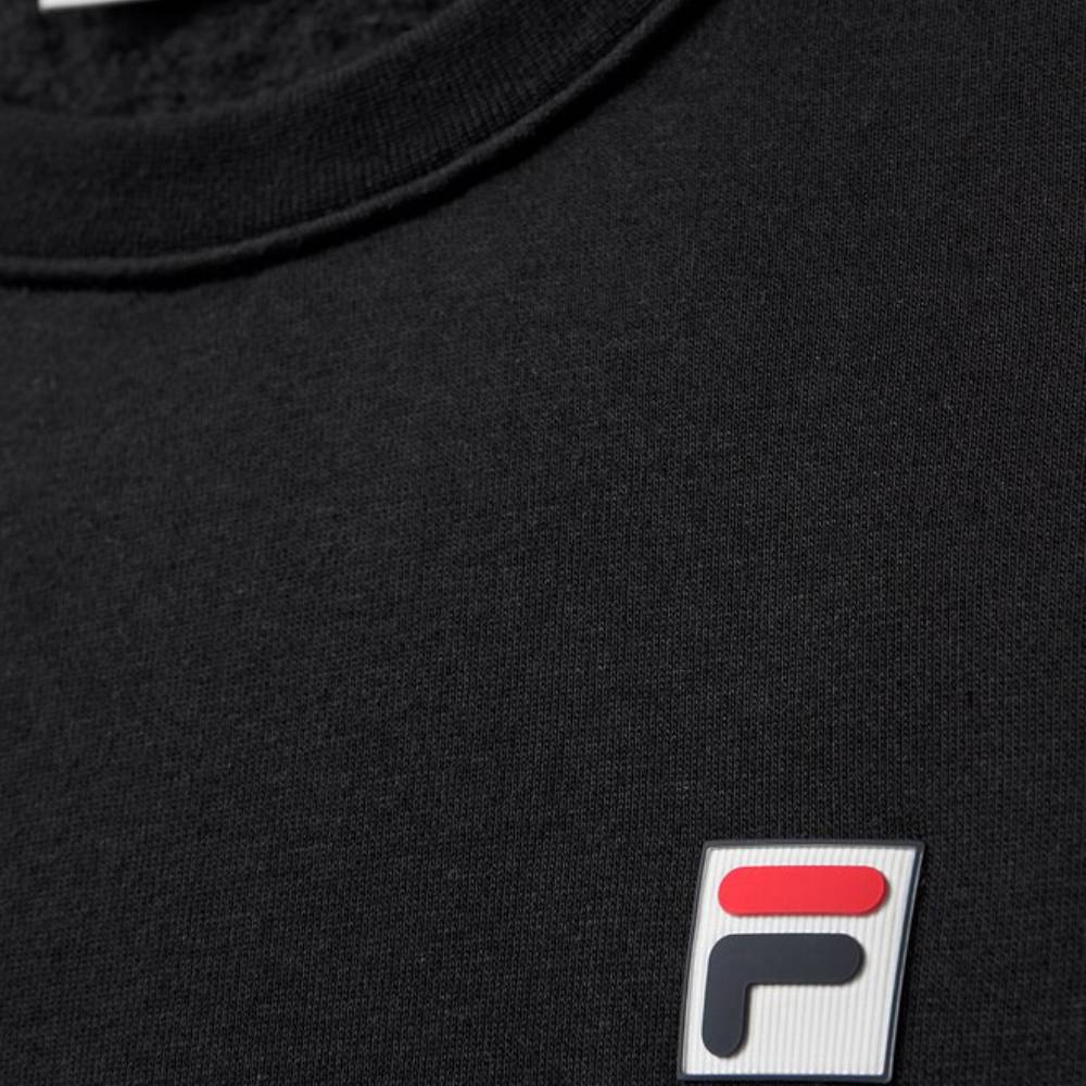 Fila Unisex Classic Relaxed Sweatshirt - Soft Cotton Pullover Hoodie for Men & Women (Black) - Casual Wear, Gym, Lounge & Street Style Fashion