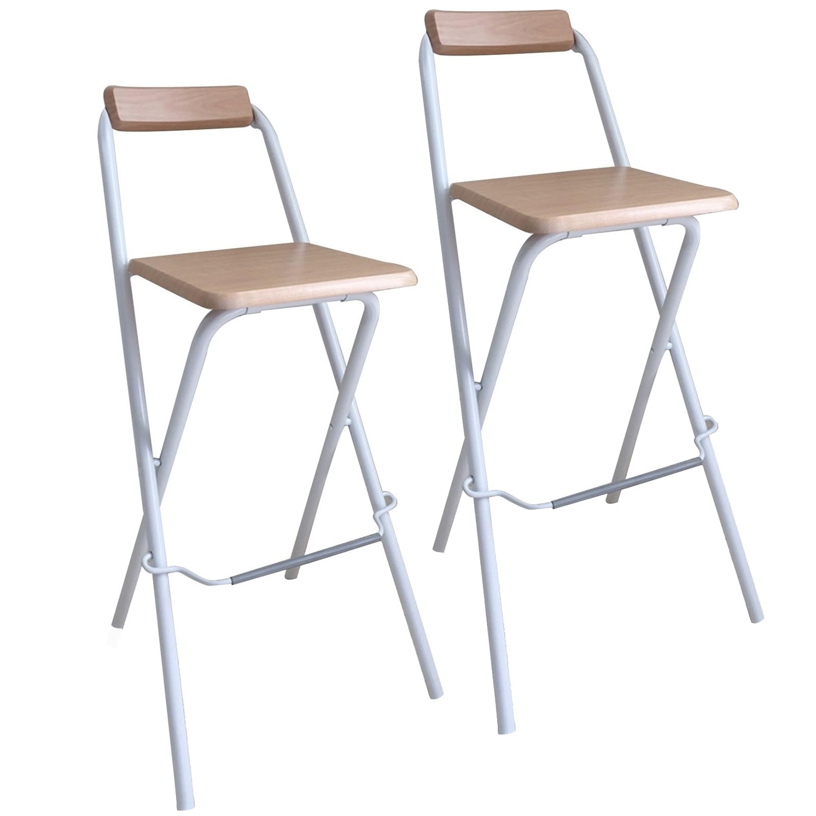 30 Inch Foldable Breakfast Bar Stool with Backrest - Adjustable Height Kitchen Counter Stool for Home, Office & Parties - Natural Wood Finish (Set of 2) - Perfect for Small Spaces, Breakfast Nooks & Entertaining Guests