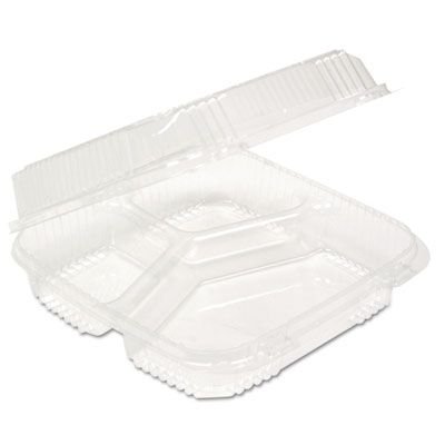 PCT 3-Compartment Clearview Smartlock Food Storage Containers - BPA Free, Leakproof, Microwave & Dishwasher Safe - 200 Count Bulk Pack for Meal Prep, Leftovers & Office Lunch Organization