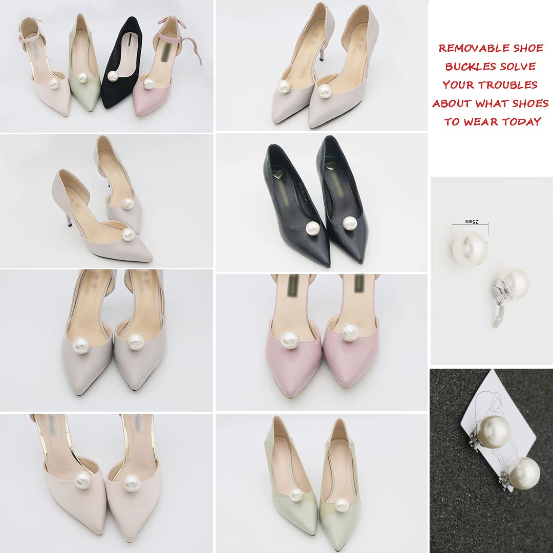 2 PCS Detachable Big Pearl Shoe Clips - Elegant Shoe Buckle Decorations for Wedding, High Heels, Pumps, Flats & Sandals | Perfect for Bridal Accessories, Prom, Party & Special Occasions
