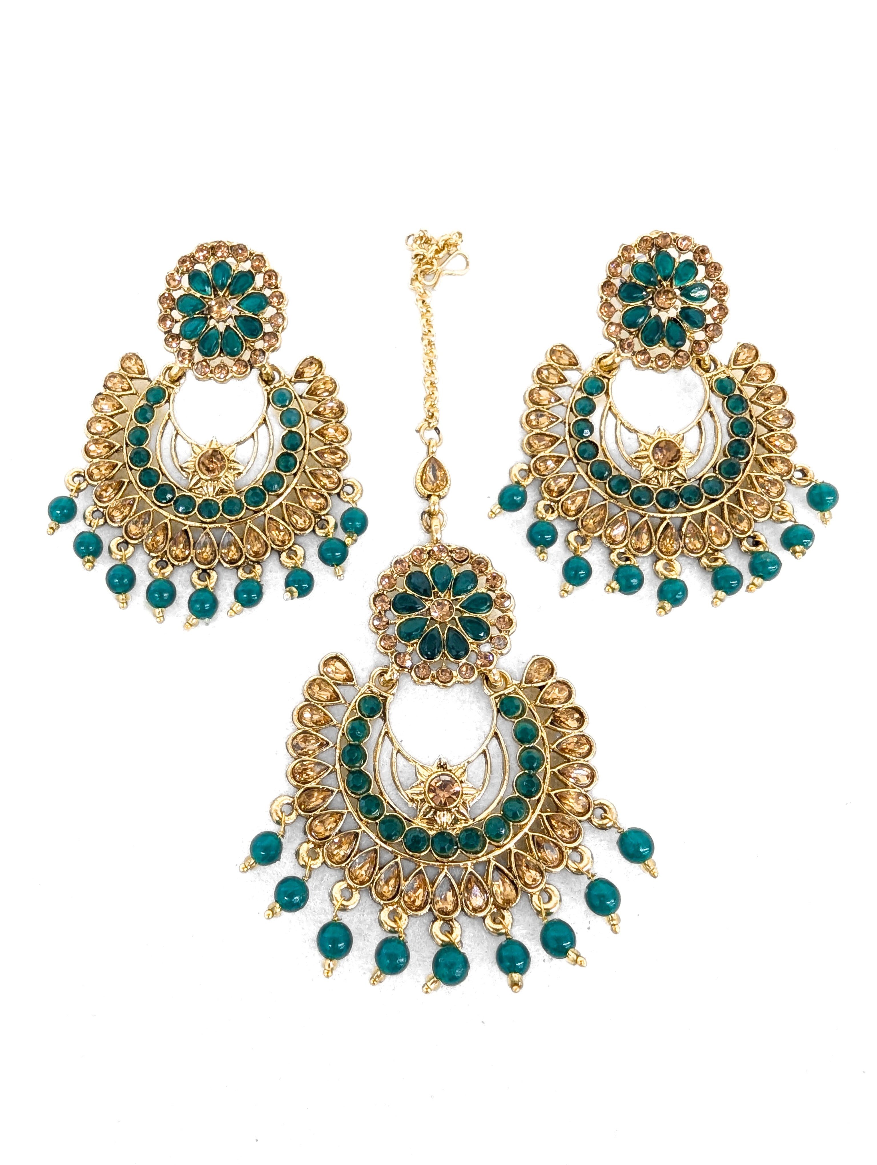 Exquisite Rupali Polki Earrings and Tikka Set | Traditional Indian Jewelry for Weddings, Parties & Festive Occasions
