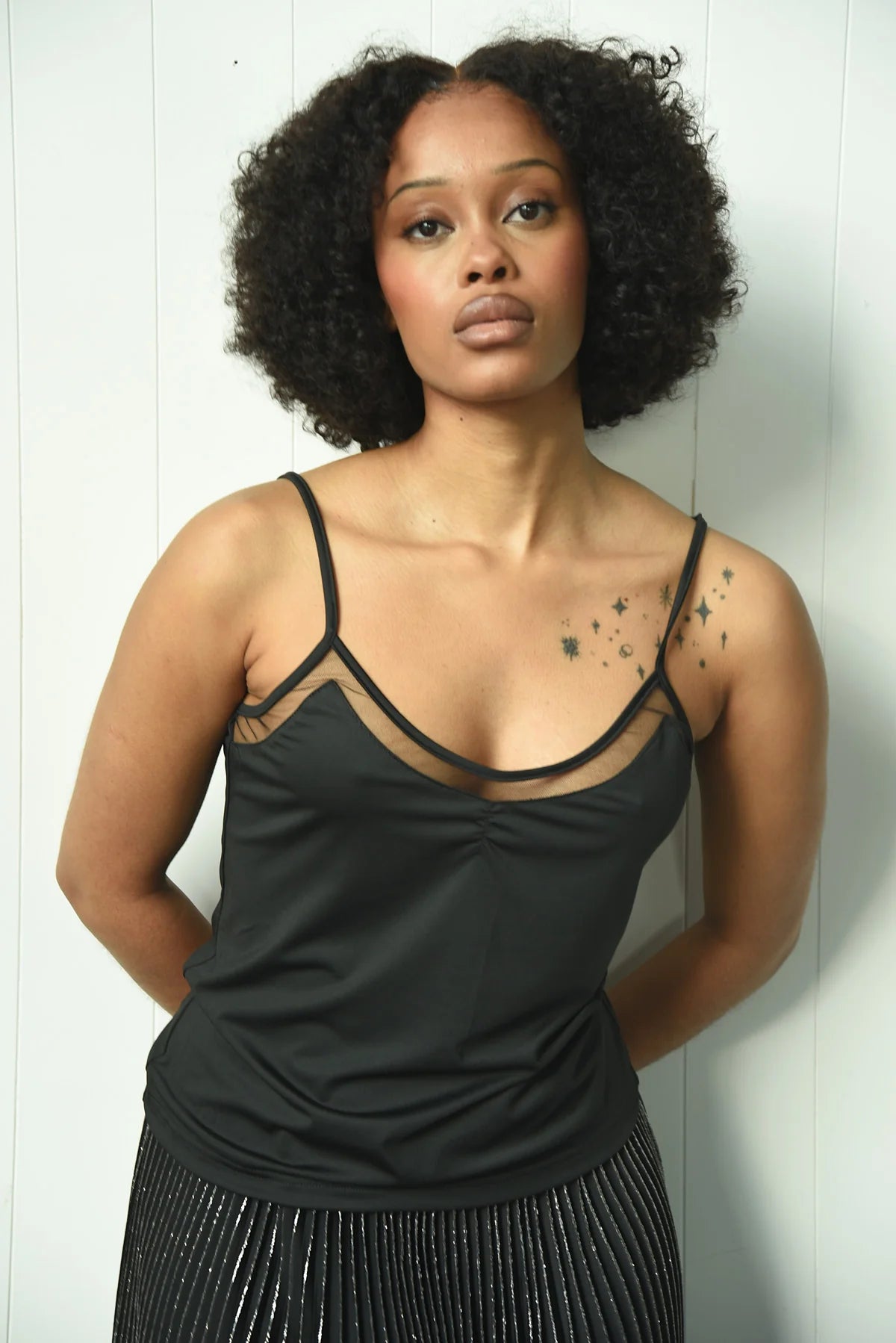 Heart & Camisole Black Cami Top - Women's Sexy Lace Underwear for Layering & Sleepwear