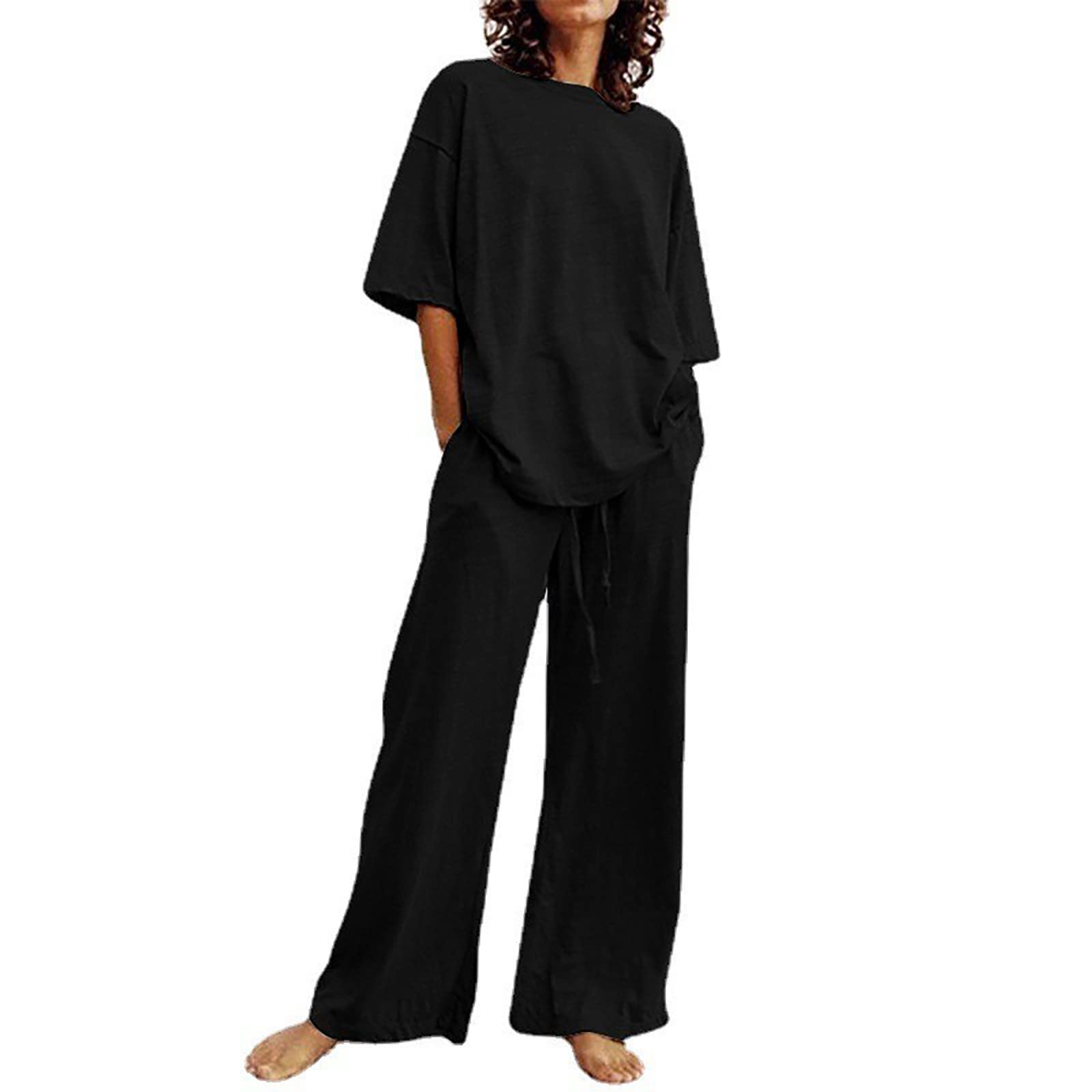 Women's Linen 2-Piece Set - Sleeveless Top & Wide Leg Pants for Beach Vacation