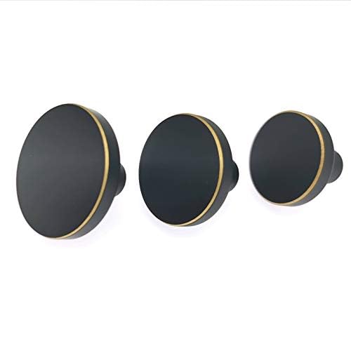 Solid Brass Round Cabinet Drawer Knobs - Black Modern Furniture Dresser Pulls - 4 Pack (25x20mm) - Premium Kitchen Cupboard & Door Knob Handles for Dressers, Cabinets, Wardrobes & Home Decor
