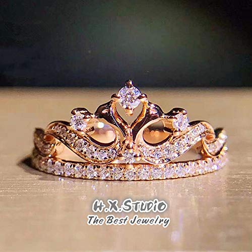 18K Solid Gold Diamond Tiara Ring - Elegant Crown Jewelry for Women | Anniversary, Birthday, Wedding, Valentine's & Christmas Gift | Available in All Sizes | Perfect for Bridal, Prom, Pageant & Special Occasions | Wholesale Options Available