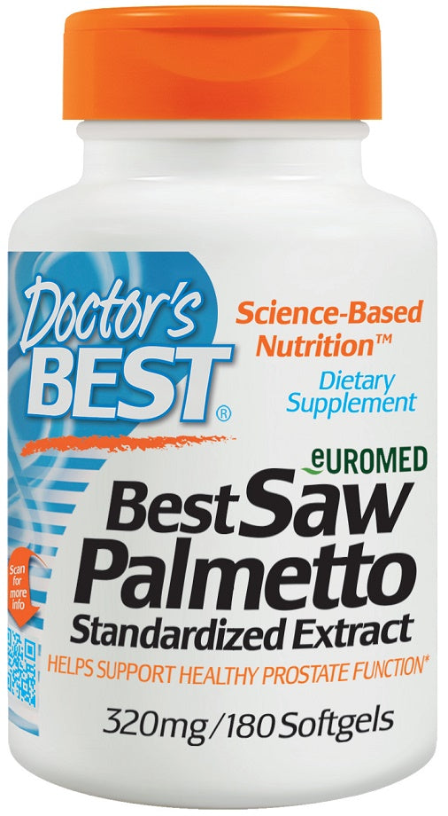 Doctor's Best Saw Palmetto Standardized Extract 320mg - 180 Softgels for Prostate & Urinary Health Support | Natural Herbal Supplement for Men