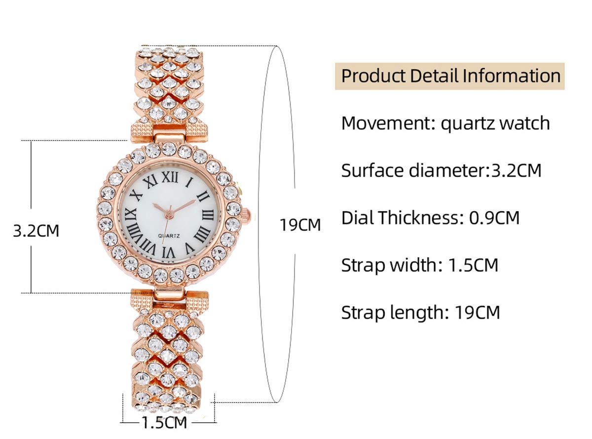 Luxury Diamond Women's Watch with Crown Bangle Set - Elegant Quartz Wristwatch for Ladies - Perfect Gift for Birthday, Anniversary & Special Occasions