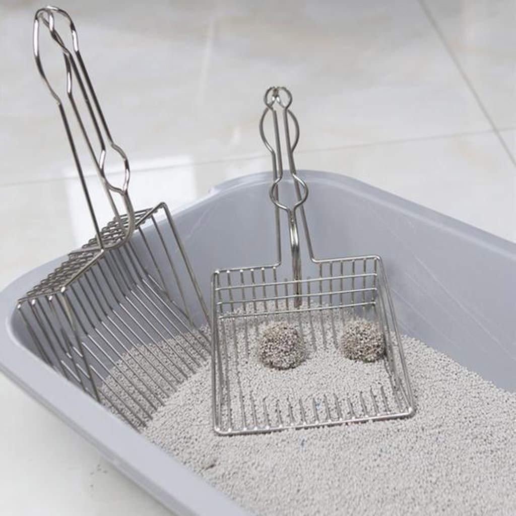 Durable Metal Cat Litter Scoop with Long Handle - Heavy Duty Pet Waste Scooper for Kitty & Dog Litter Box Cleaning | Perfect for Daily Pet Care & Odor Control