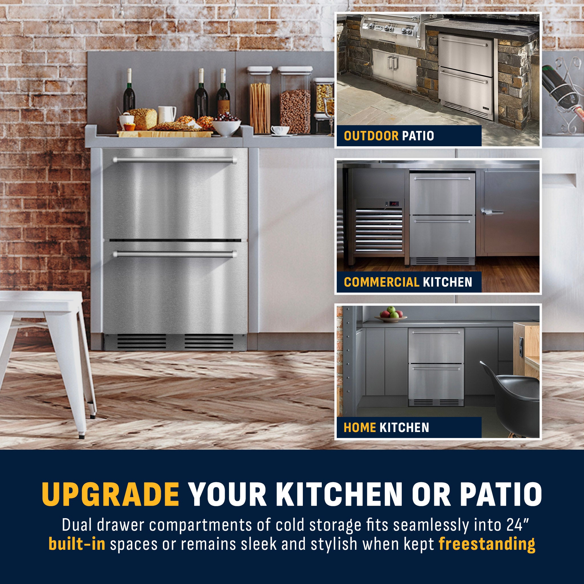 Newair® 24 Inch Undercounter Dual Zone Freezer & Refrigerator - Compact Stainless Steel Appliance for Kitchen, Bar, or Garage - Perfect for Storing Food, Drinks, and Frozen Goods