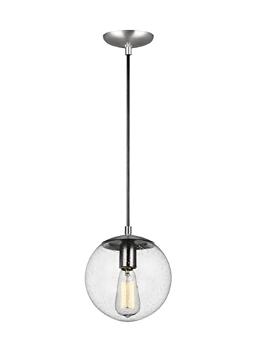 Generation Lighting 6020EN3-848 Leo Modern Hanging Globe Pendant Light Fixture in Satin Brass - Perfect for Dining Room, Kitchen Island or Entryway Lighting