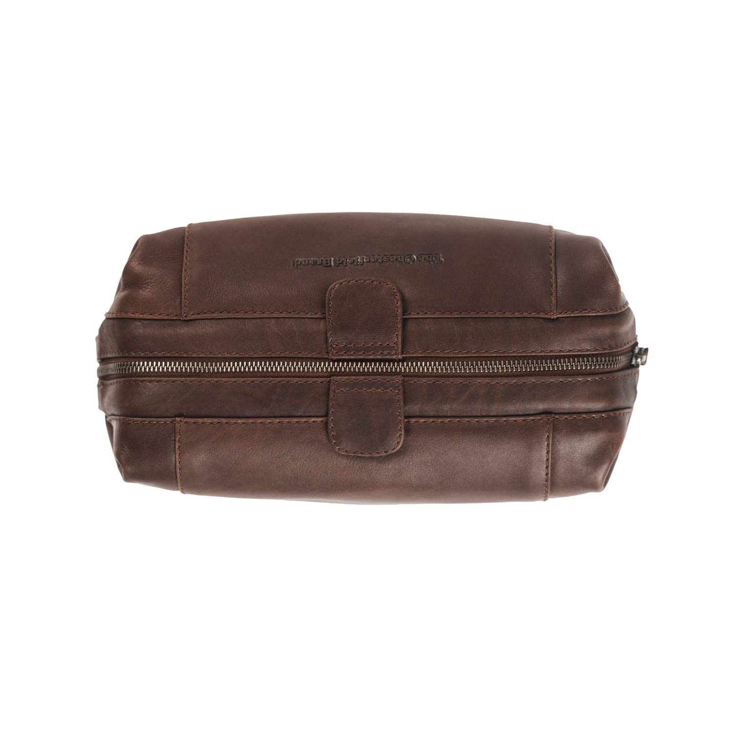 Premium Chesterfield Leather Toiletry Bag for Men | Genuine Brown Leather Travel Shaving Kit | Durable Dopp Kit for Business Trips, Gym & Vacation Essentials Organization