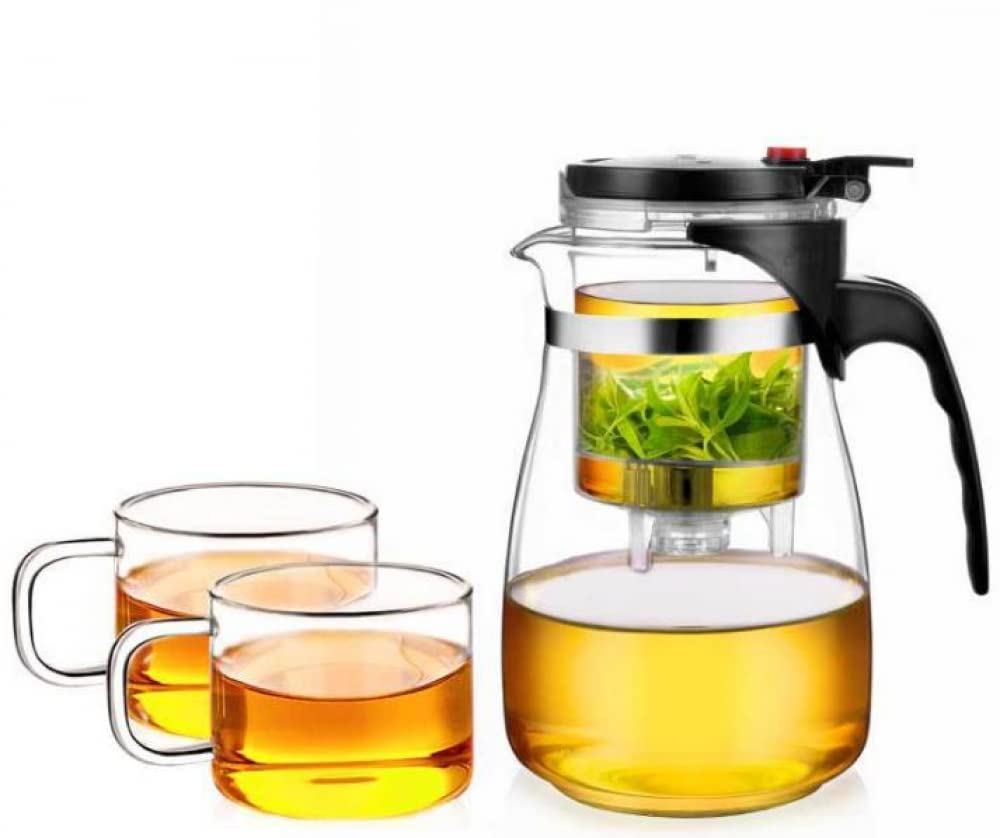 SHUIZONG Glass Tea Kettle with Infuser - 1.2L Heat-Resistant Teapot Set with 2 Cups, Perfect for Loose Leaf Tea Brewing at Home, Office, or Outdoor Tea Parties