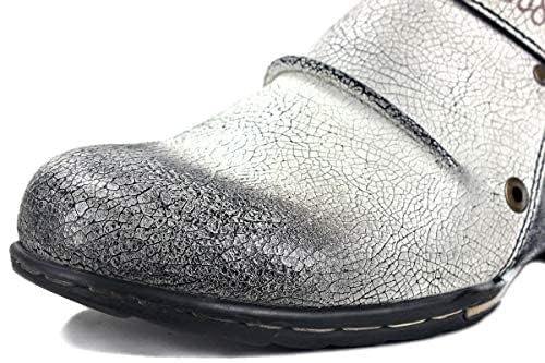 OSSTONE Men's Fashion Leather Chukka Boots with Zipper - Casual Motorcycle Shoes OS-5008-1-ABNH - Perfect for Riding, Daily Wear & Outdoor Activities
