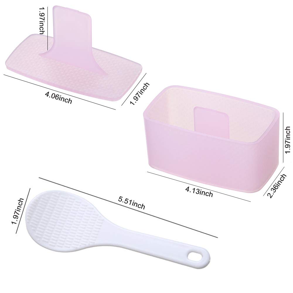 2 Pack Non-Stick Sushi Rice Press Mold & Rice Paddle - Hawaiian Musubi Maker Kit for Onigiri, Spam Musubi - Perfect for Home Cooking, Meal Prep, Picnics & Japanese Food Lovers (Pink)