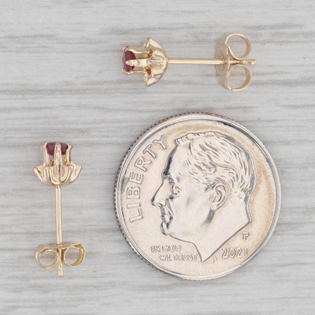 0.20ctw Genuine Ruby Solitaire Buttercup Stud Earrings in 14k Yellow Gold - Elegant Jewelry for Weddings, Anniversaries & Special Occasions
