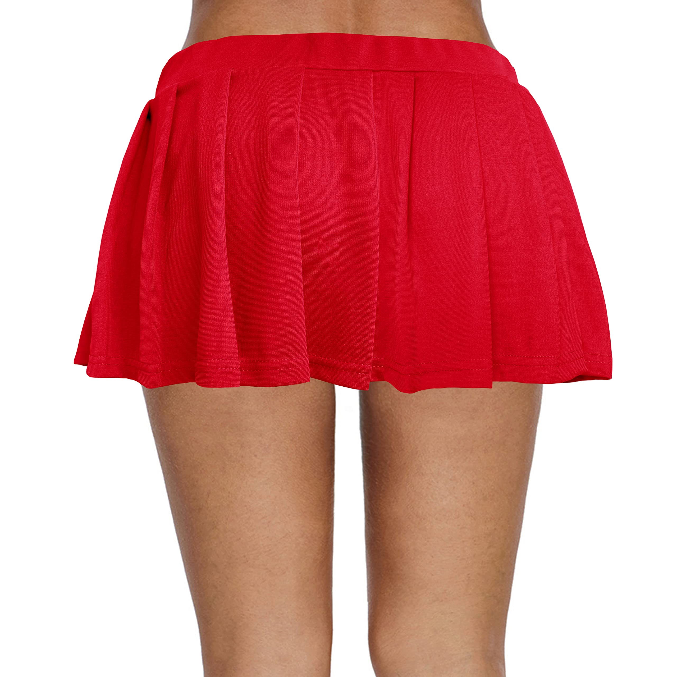 Afibi Women's Sexy Stretchy Elastic Waist Pleated Ruffle Mini Skirt - Flirty Schoolgirl Outfit for Party, Date Night & Casual Wear