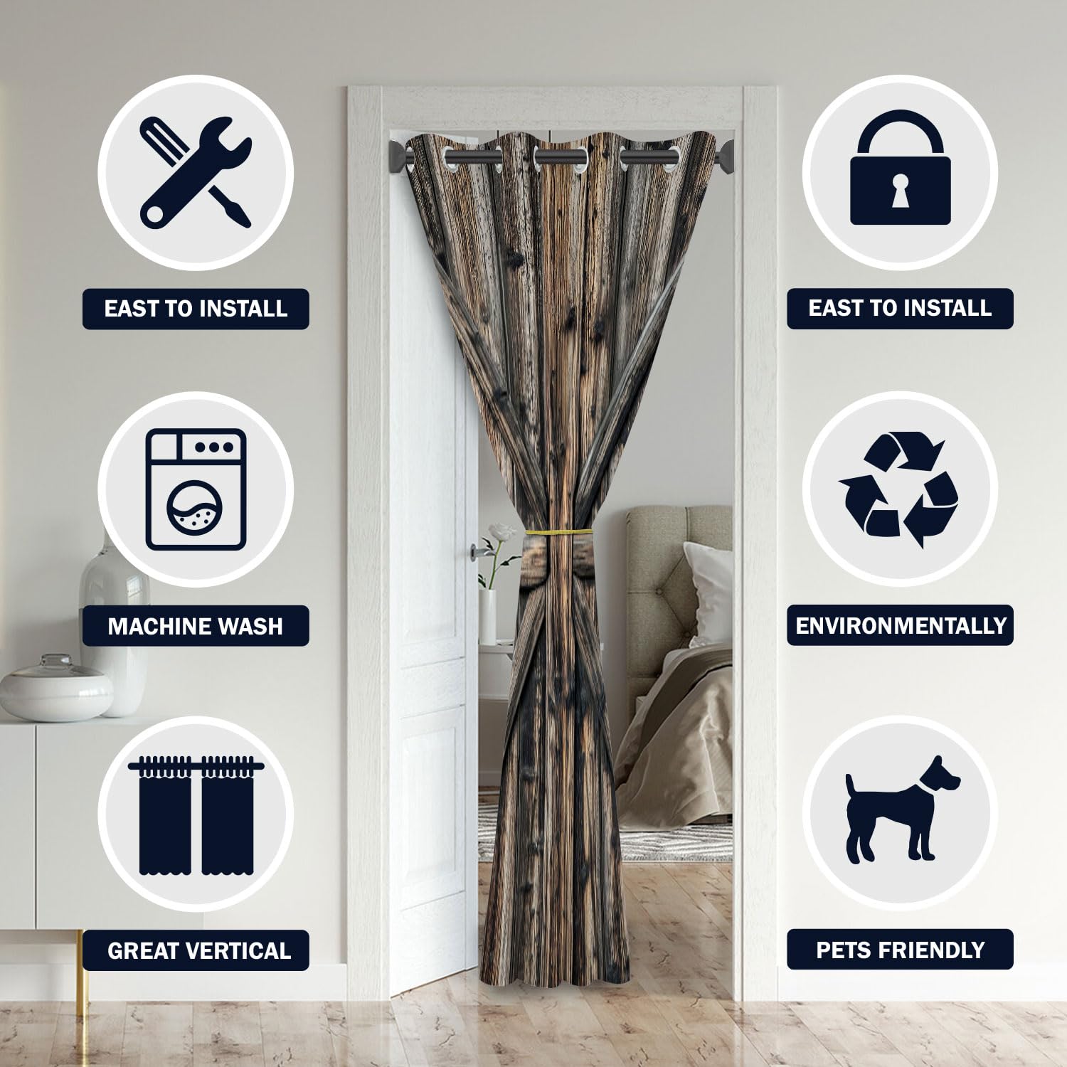 Rustic Wooden Barn Door Curtains - 42