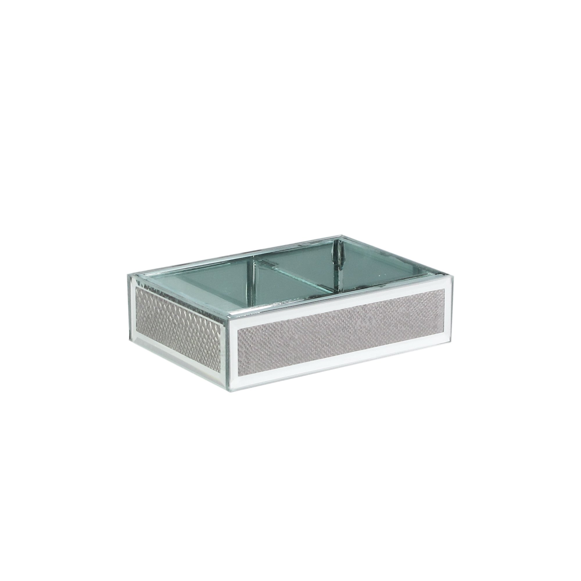 American Atelier 1281242 Silver Snake Skin Pattern Glass Soap Dish - Elegant Bathroom Organizer for Modern Home Decor