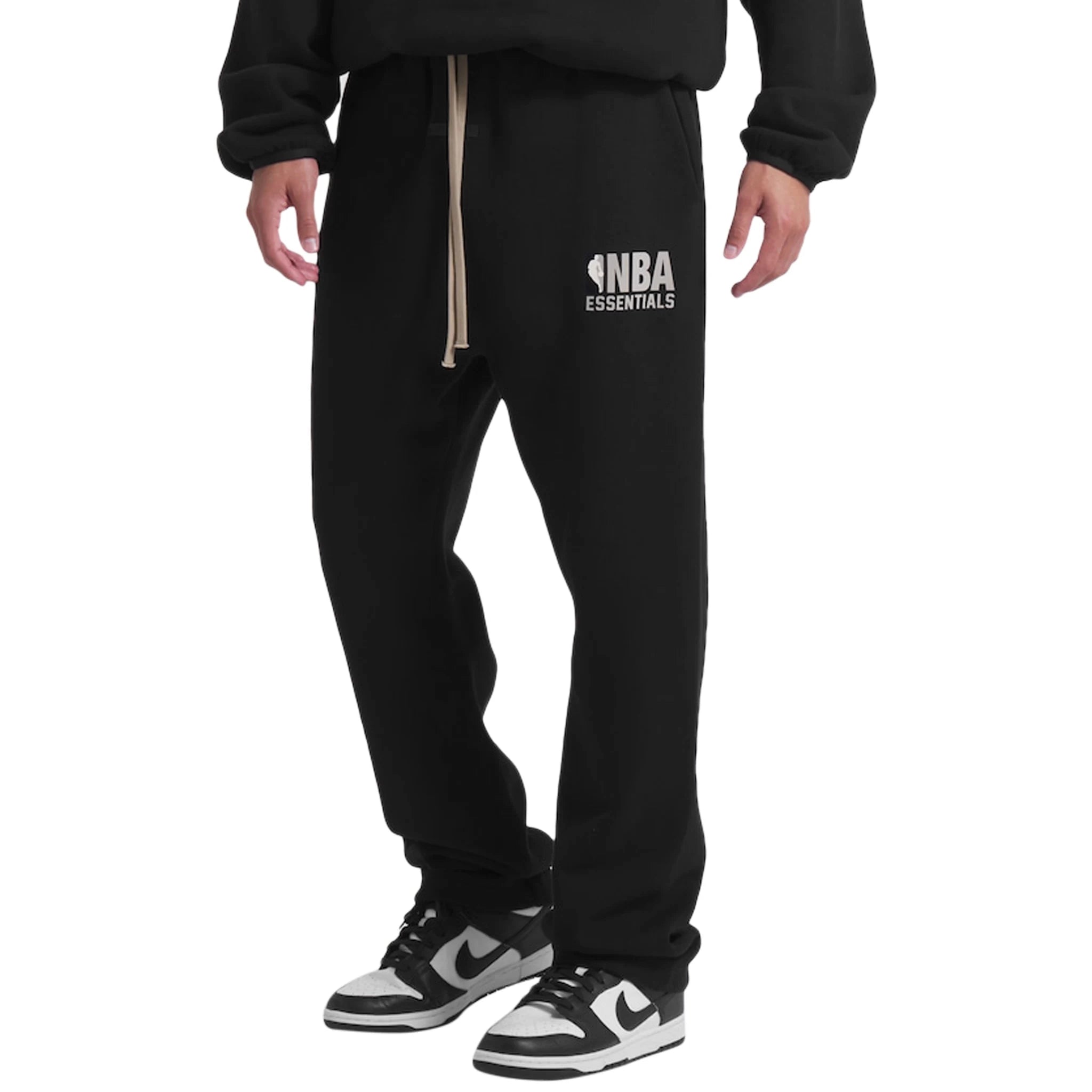 Fear of God Essentials x NBA Relaxed Fit Black Sweatpants for Men - Casual Lounge Pants for Basketball Fans & Streetwear Style