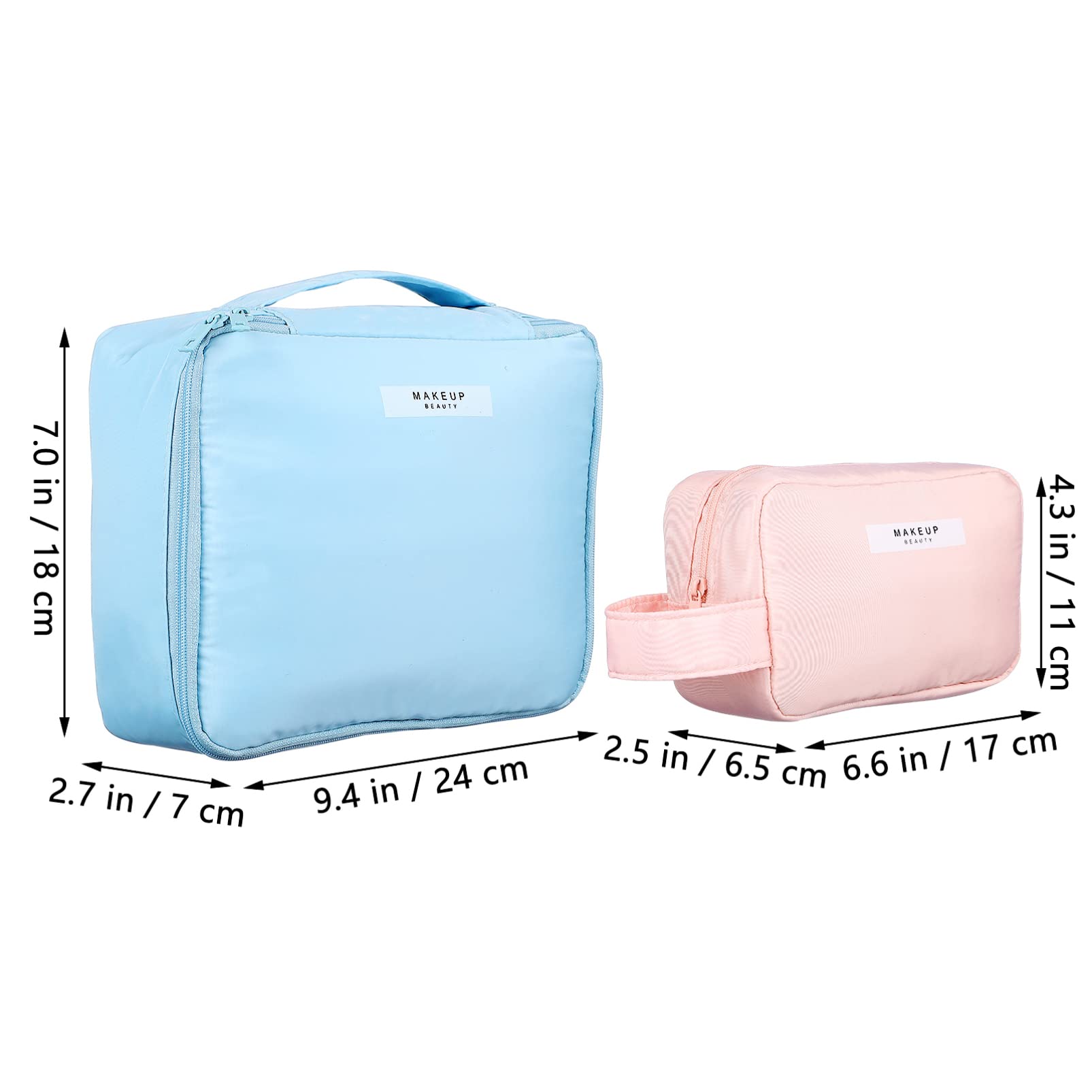 VALICLUD 2-Piece Waterproof Travel Makeup Bag Organizer Set for Women - Large Cosmetic & Toiletry Bags with Multiple Compartments & Zipper Closure - Perfect for Vacation, Gym, Business Trips and Daily Use