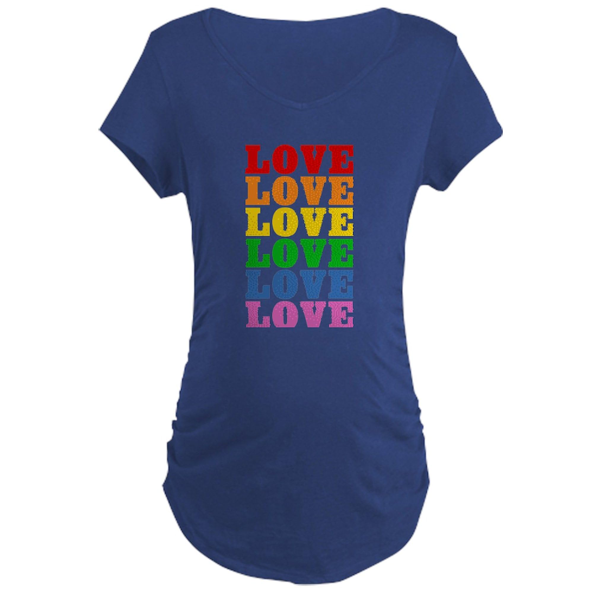 Rainbow Love Maternity Dark T-Shirt for Women - Ruched Side Design for Comfort - Perfect for Pregnancy Announcements & Baby Showers