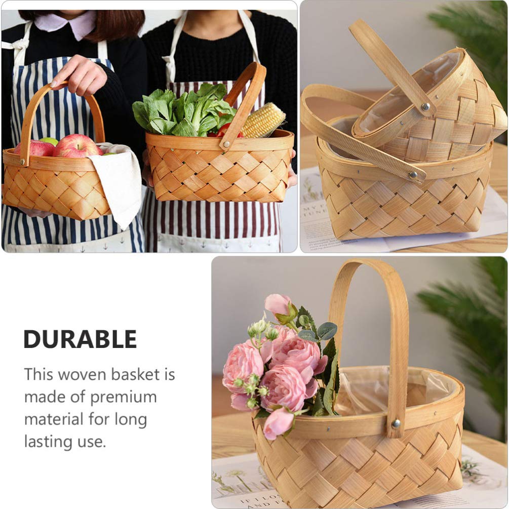 ABOOFAN 1pc Wicker Flower Basket - Elegant Wedding Flower Girl Basket, Rustic Picnic Basket & Easter Decor | Perfect for Bridal Showers, Garden Parties & Spring Celebrations