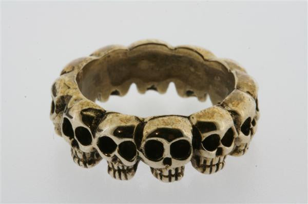 Gothic Bronze Multi Skull Ring for Men - Punk Rock Jewelry, Biker Accessory, Halloween Costume, Gothic Fashion Statement