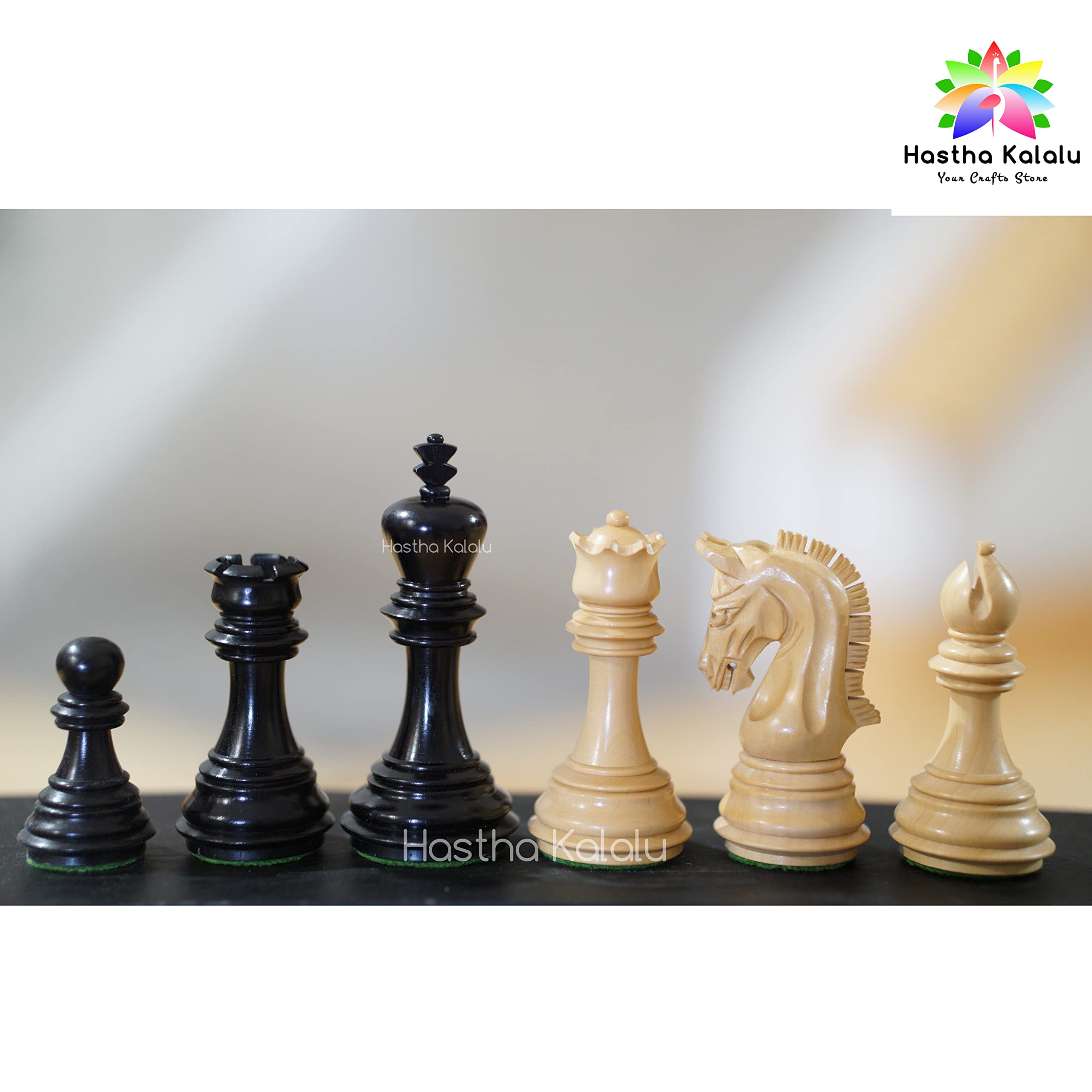 Handcarved Staunton Luxury Chess Pieces Set - 3.8