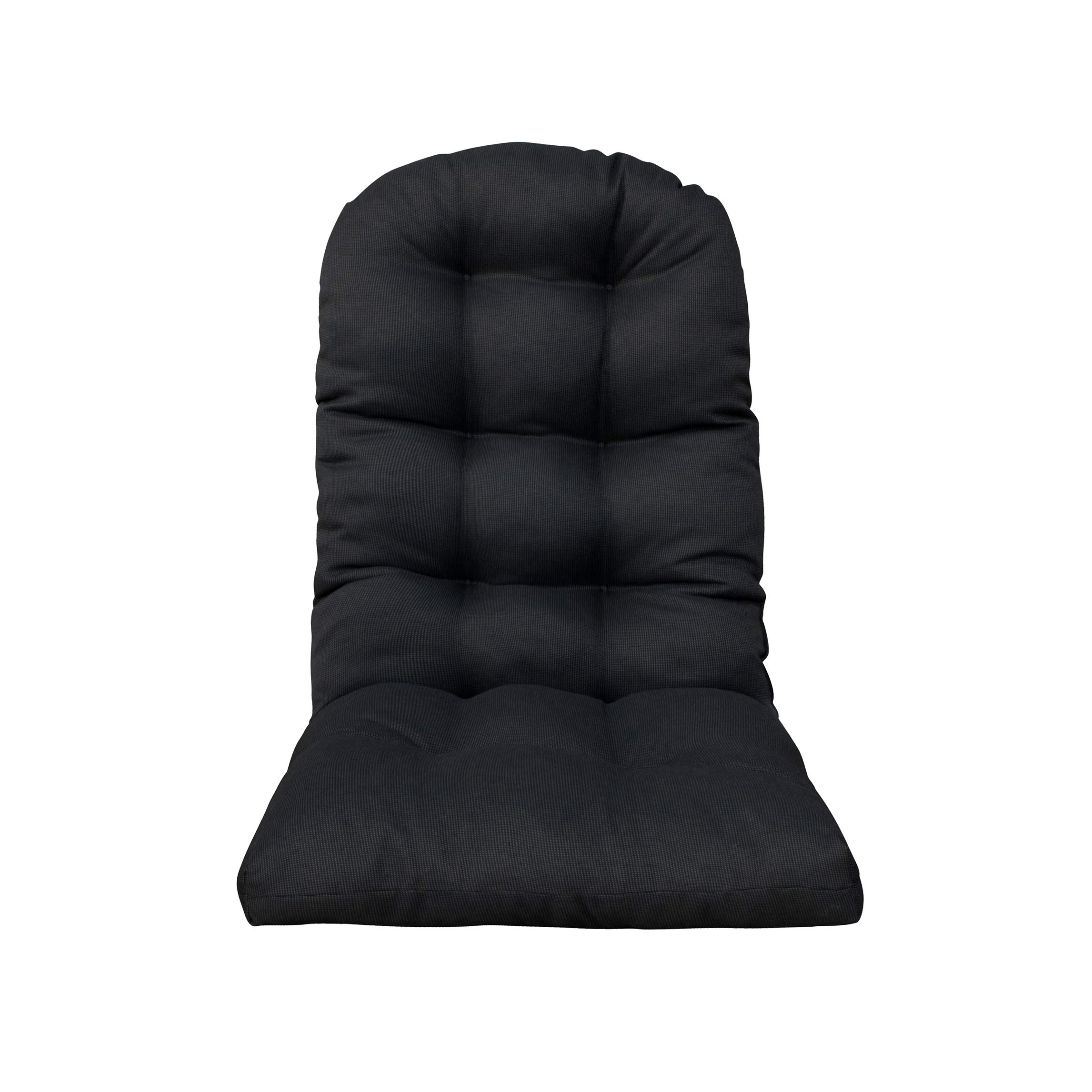 Premium Outdoor Patio Adirondack Chair Cushions - Tufted Round Corner Waterproof Cushion Set (Black) for Garden, Deck, Poolside & Backyard Relaxation