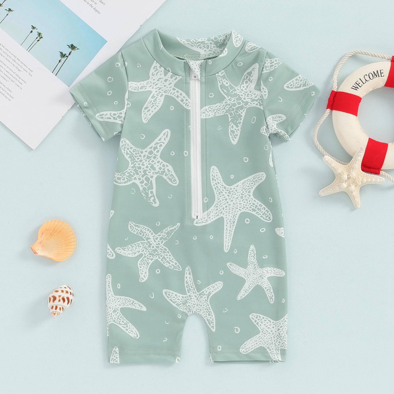 **MERSARIPHY Toddler Boys & Girls Rash Guard Swimsuit - UPF 50+ Sun Protection, Quick Dry, Cartoon Print Beachwear for Infants & Babies - Perfect for Pool, Beach, and Water Play**