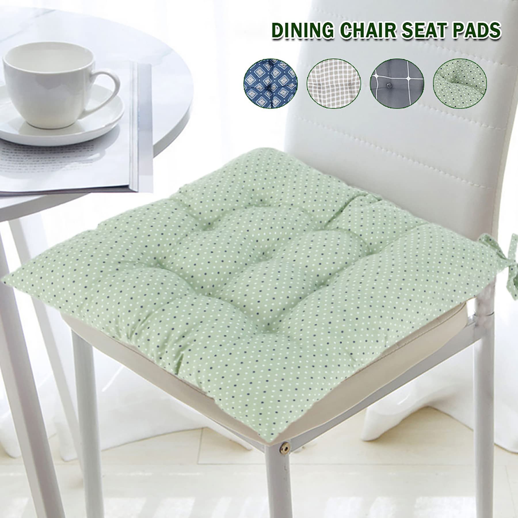 6-Pack Thin Dining Chair Cushions Set - 15x15 Inch Office & Kitchen Chair Pads, Comfortable Seat Cushions for Dining Room Chairs (Khaki) - Perfect for Home, Office, and Restaurant Use