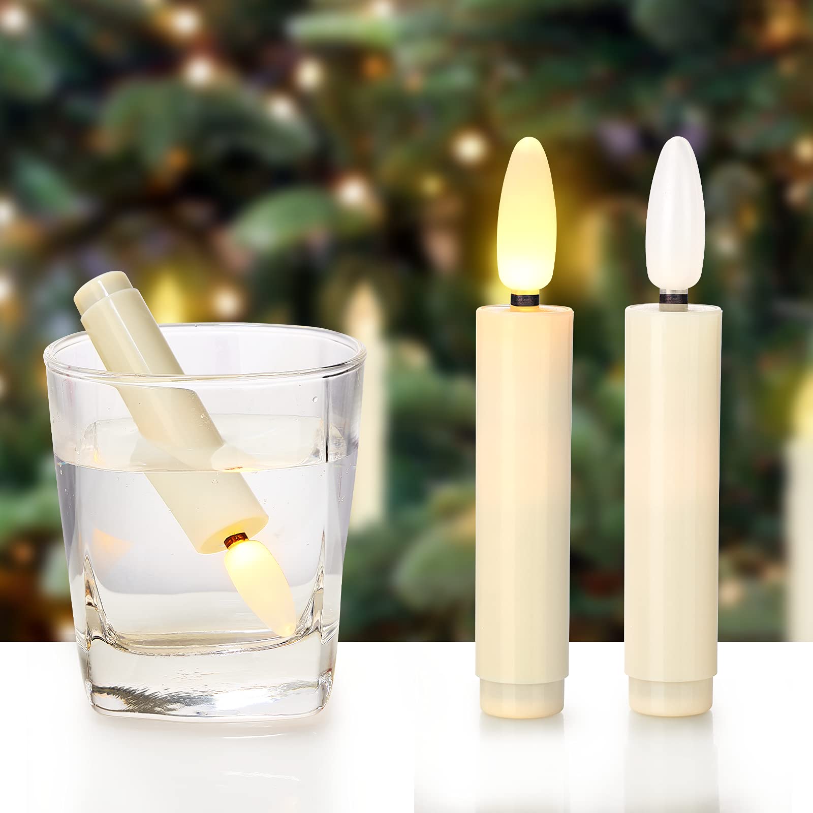 20PCS Flameless Christmas Candles with Timer - Battery Operated for Wreaths & Decor