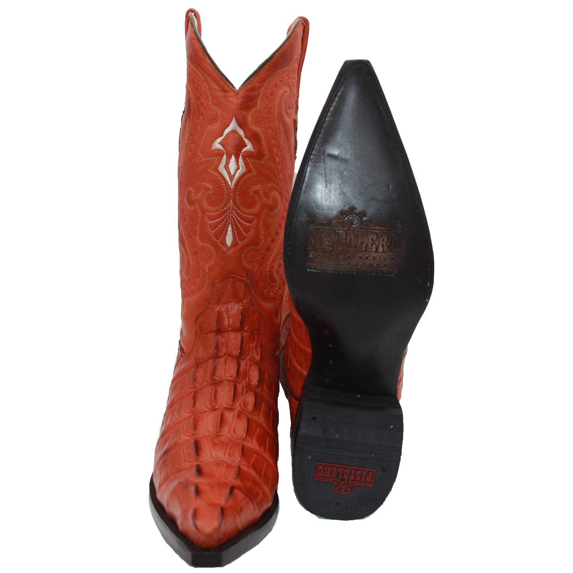Men's Genuine Leather Cowboy Boots with Crocodile Alligator Print - Snip Toe Western Style for Rodeo, Country Music Festivals & Outdoor Adventures