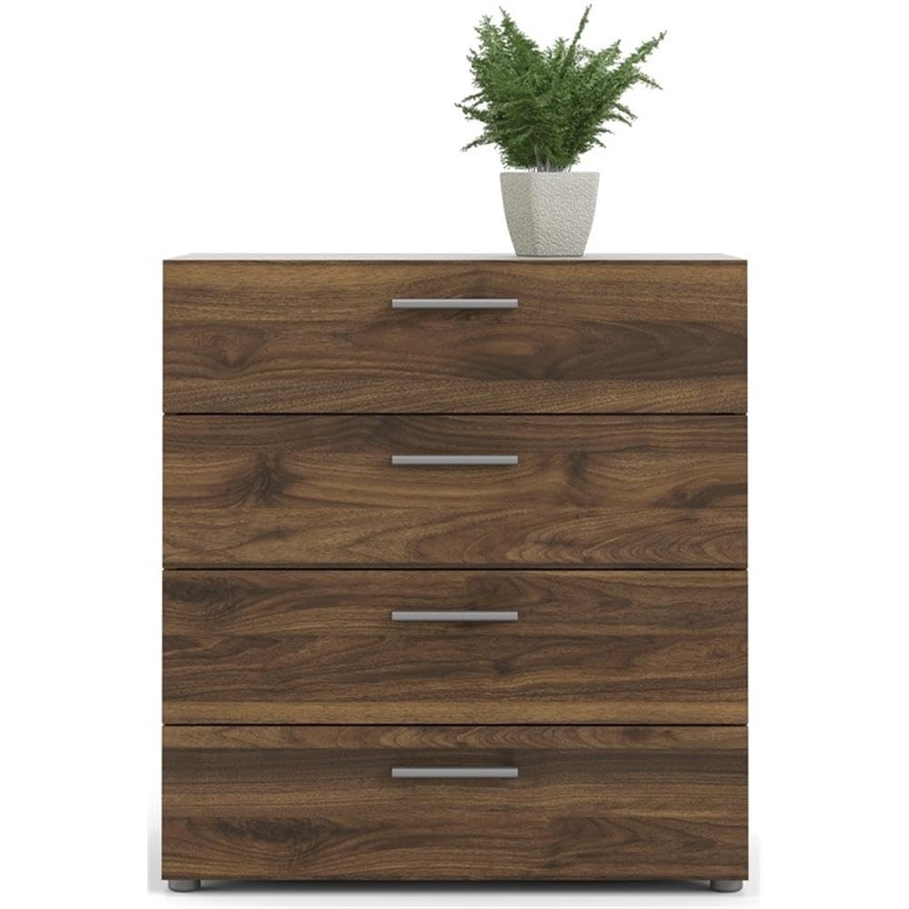 Home Square 3-Piece Walnut Bedroom Set with 4-Drawer Dresser & 2 Nightstands - Perfect for Master Bedroom, Guest Room & Apartment Decor