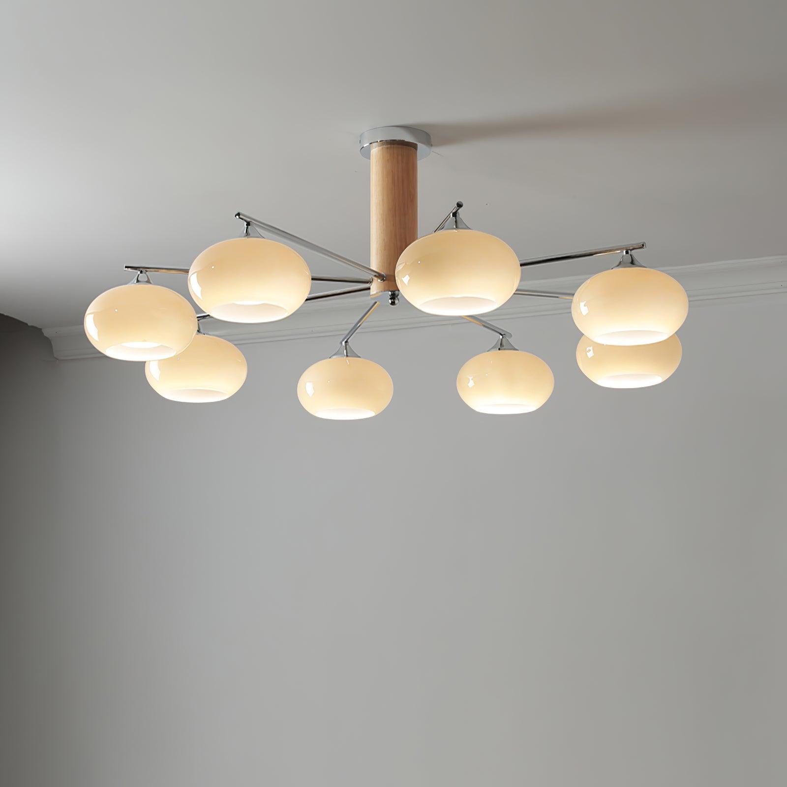 Elegant Elliptical Persimmon Chandelier - Modern Dimmable LED Ceiling Light Fixture for Dining Room, Living Room, Bedroom Decor