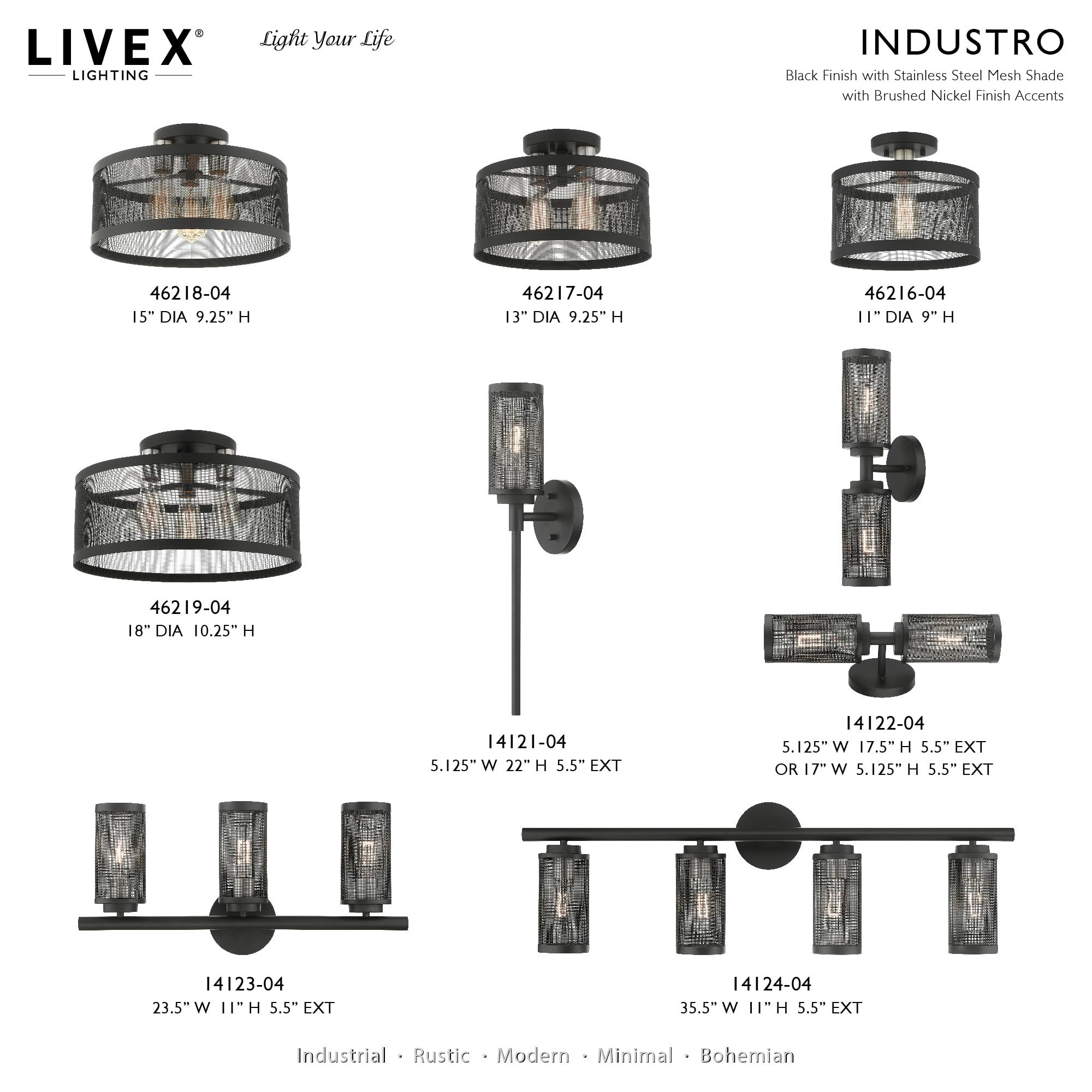 Livex Lighting 3-Light Black Bathroom Vanity Light with Brushed Nickel Accents - Modern Fixture for Bathroom, Powder Room or Dressing Area (Model 14123-04)