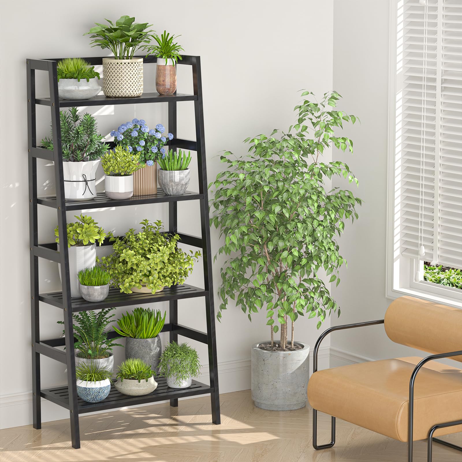 Homykic 4-Tier Bamboo Bookshelf - Space Saving Storage for Home & Office