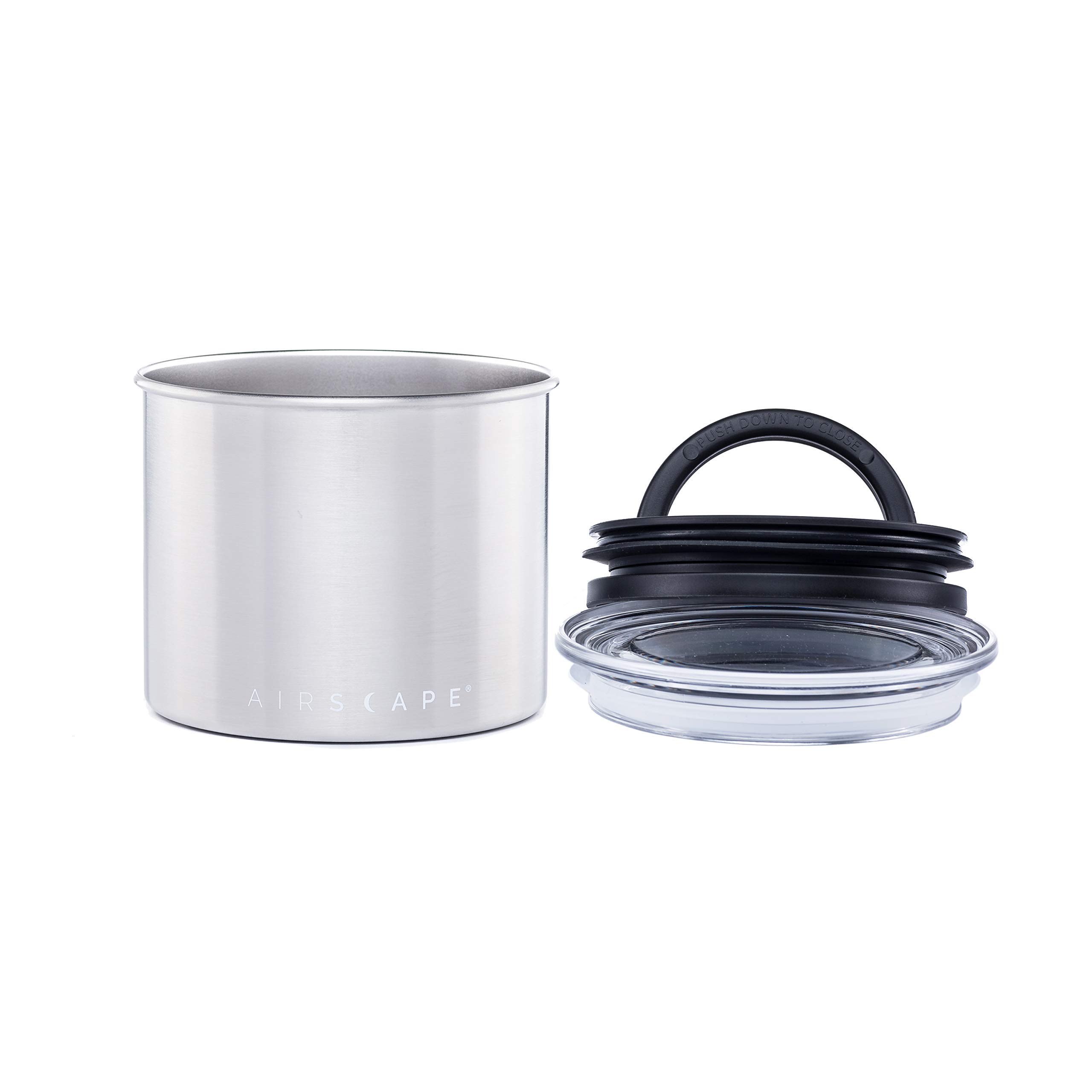 Airscape Stainless Steel Coffee Canister Set of 2 - Airtight Food Storage Containers with Patented Freshness Seal - Brushed Steel (Small & Medium) - Perfect for Kitchen Pantry Organization & Coffee Bean Storage