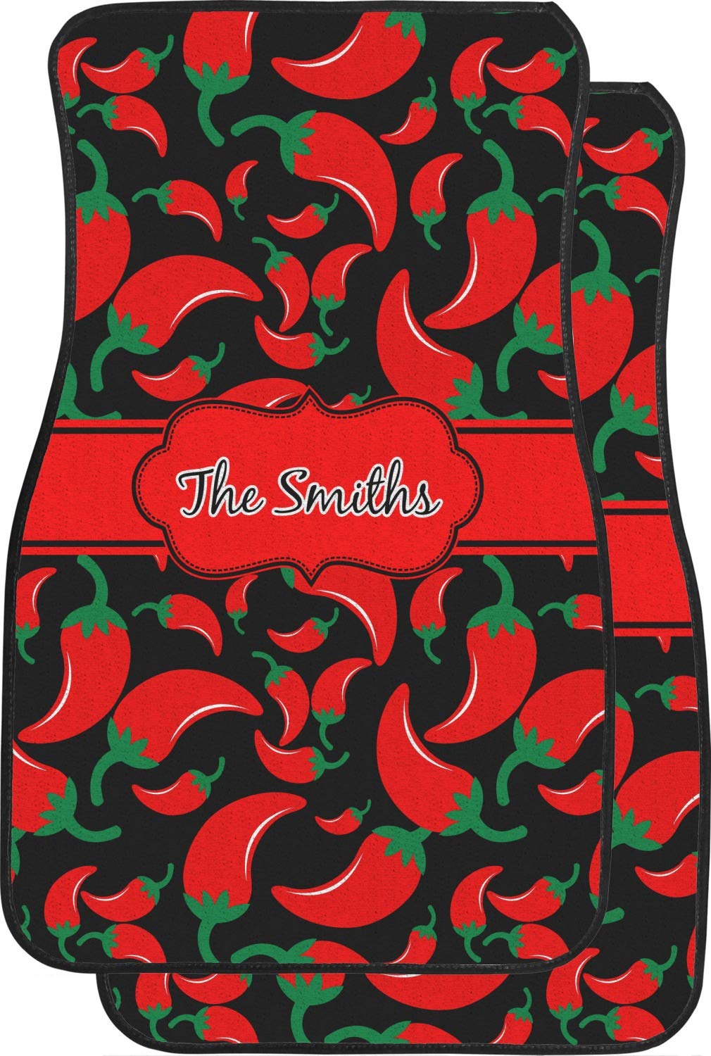 Custom Chili Pepper Car Floor Mats Set - 2 Front & 2 Rear Non-Slip Mats for Cars, SUVs & Trucks | Unique Spicy Gift for Car Enthusiasts | Perfect for Road Trips & Daily Commutes