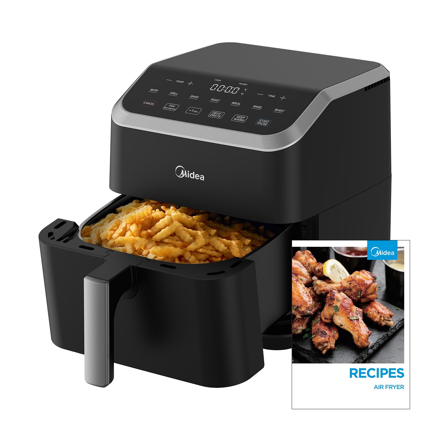 Midea 5.5QT Air Fryer with Rapid Air Technology - 9 Preset Menus, One-Touch Operation, 90% Less Oil - Perfect for Healthy Cooking, Quick Family Meals & Easy Cleanup - Ideal for Busy Home Chefs & Small Kitchens