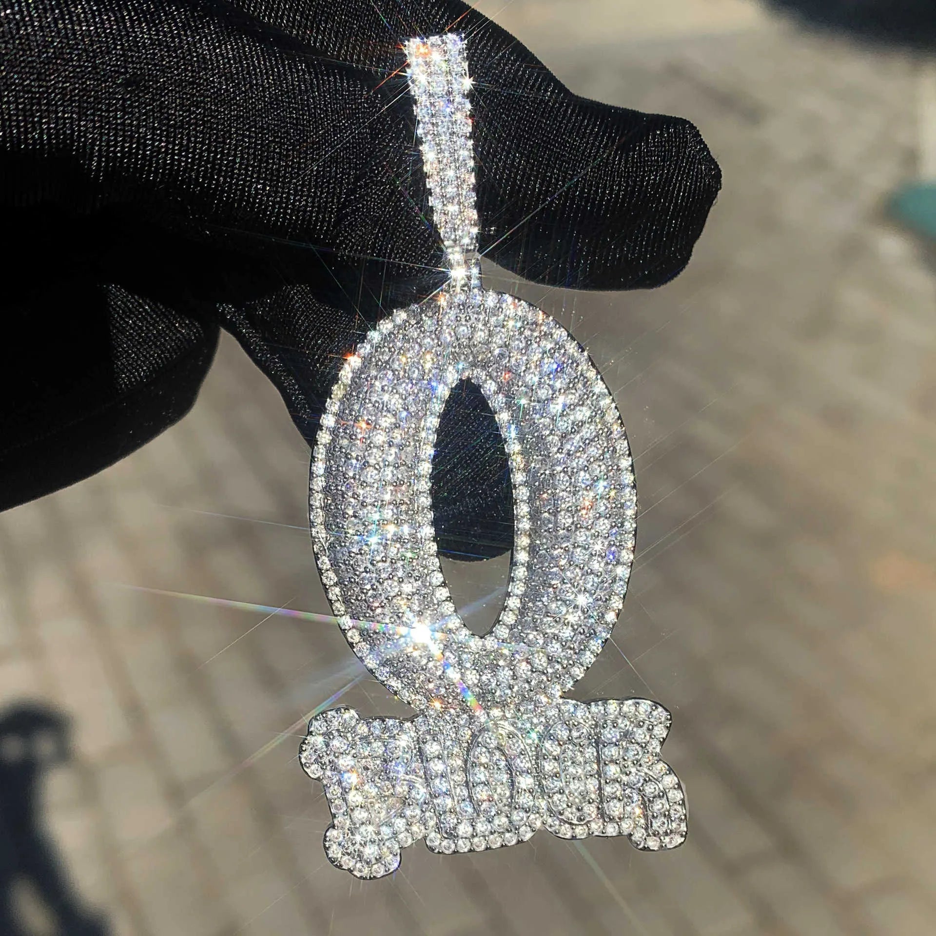 O Block Iced Out VVS Moissanite Pendant Necklace - Luxury Hip Hop Jewelry for Men & Women | Perfect for Parties, Gifts & Streetwear Fashion