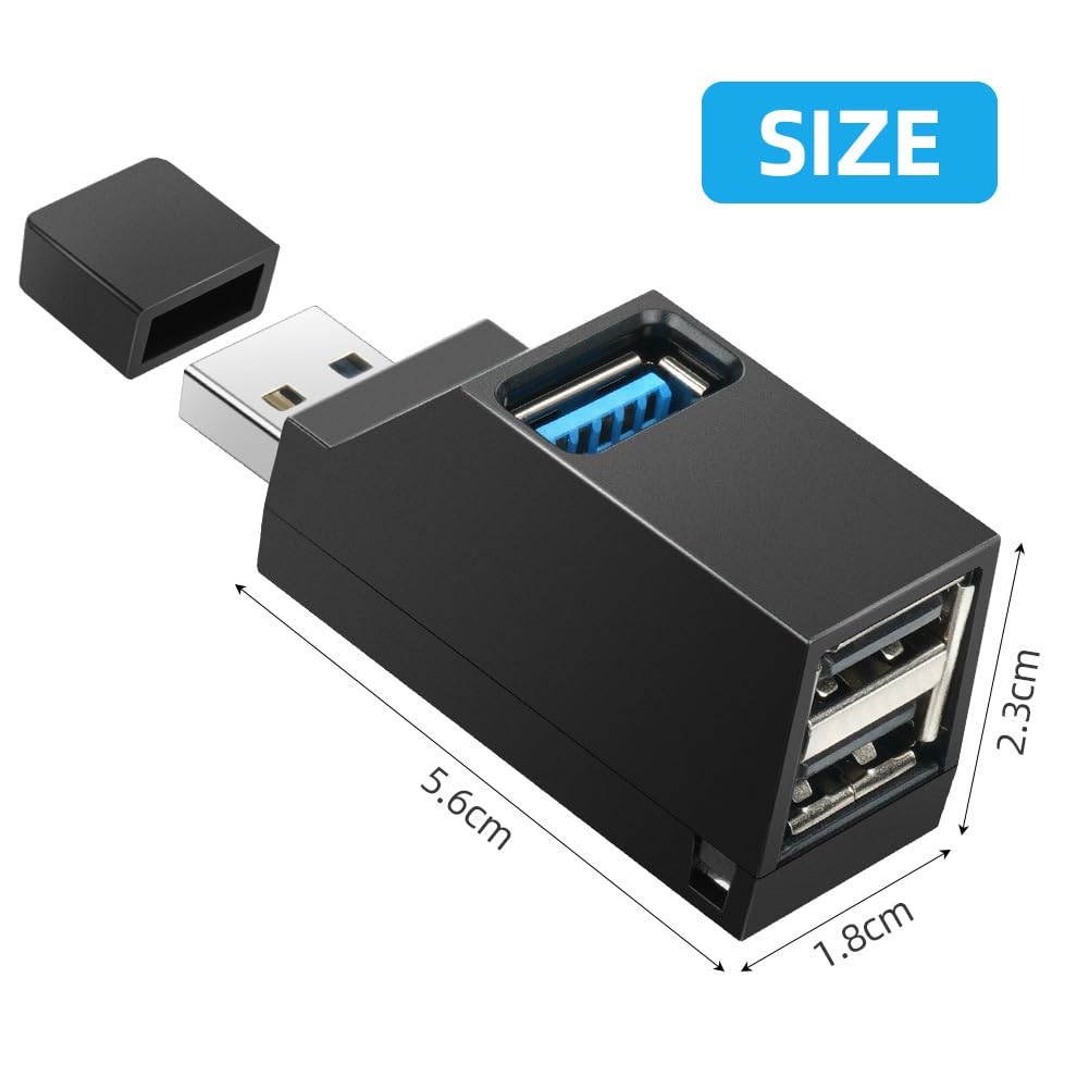 AXFEE 4-Port USB 3.0 Hub with 1x USB 3.0 & 2x USB 2.0 Ports - High-Speed Data Transfer for Laptop, Flash Drives, External HDD - Compact & Portable USB Splitter for Home Office, Gaming & Travel Accessories