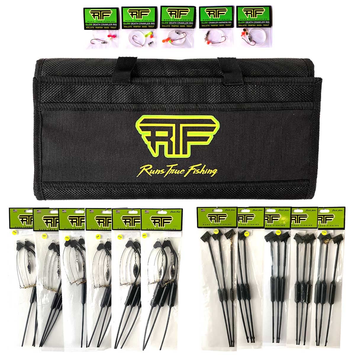 Premium Dakota Flash Bouncer & Slider Bouncer Kit - Made in USA Fishing Rigs with Weights - Tackle Wrap Storage Bag for Walleye, Trout & Bass Fishing
