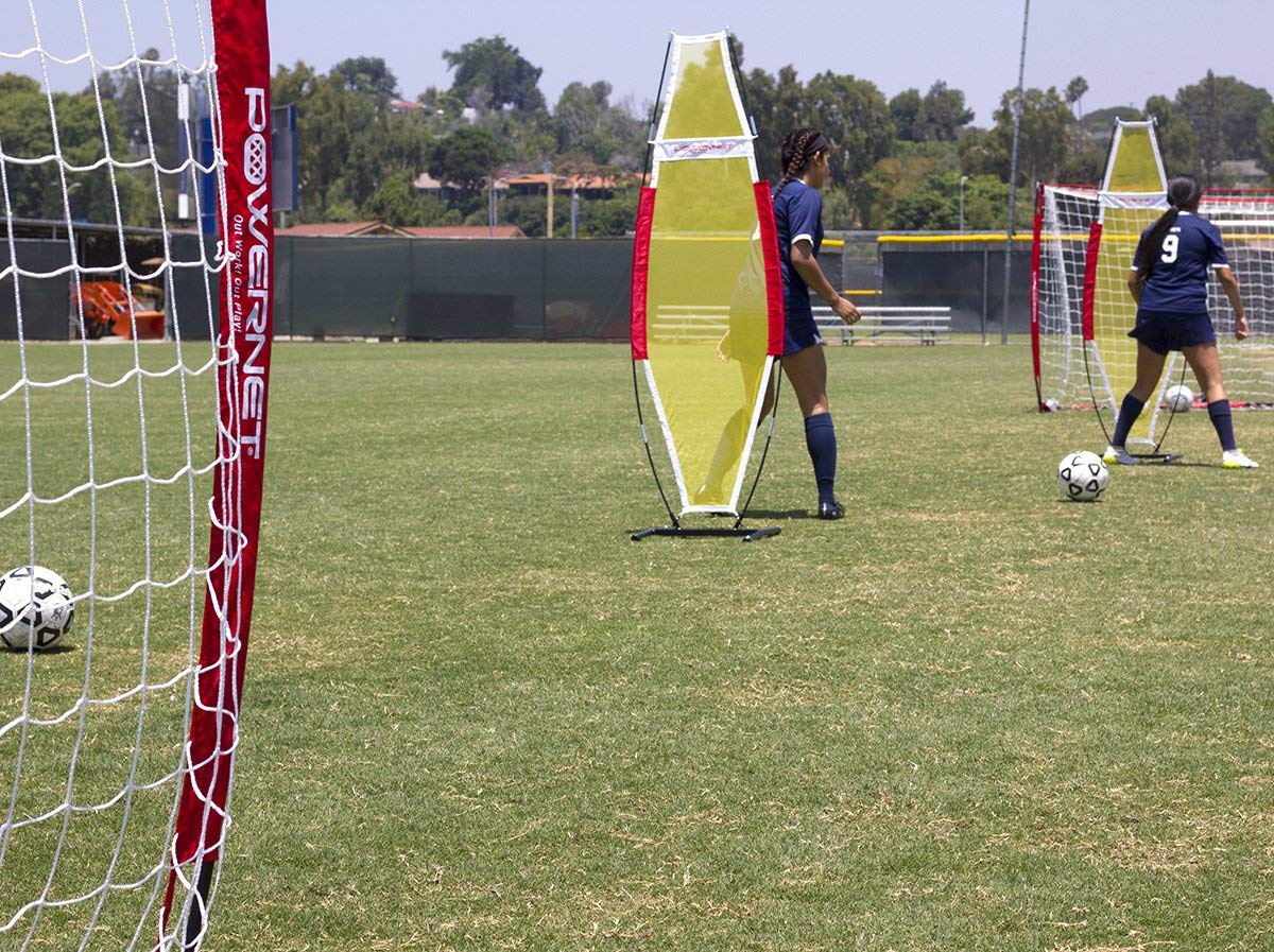 PowerNet Carli Lloyd 4-Piece Multi-Function Soccer Training Bundle - Portable Defender & Collapsible 14x7 ft Goal Net for Team/Solo Practice - Perfect for Backyard, Park & Field Training Sessions