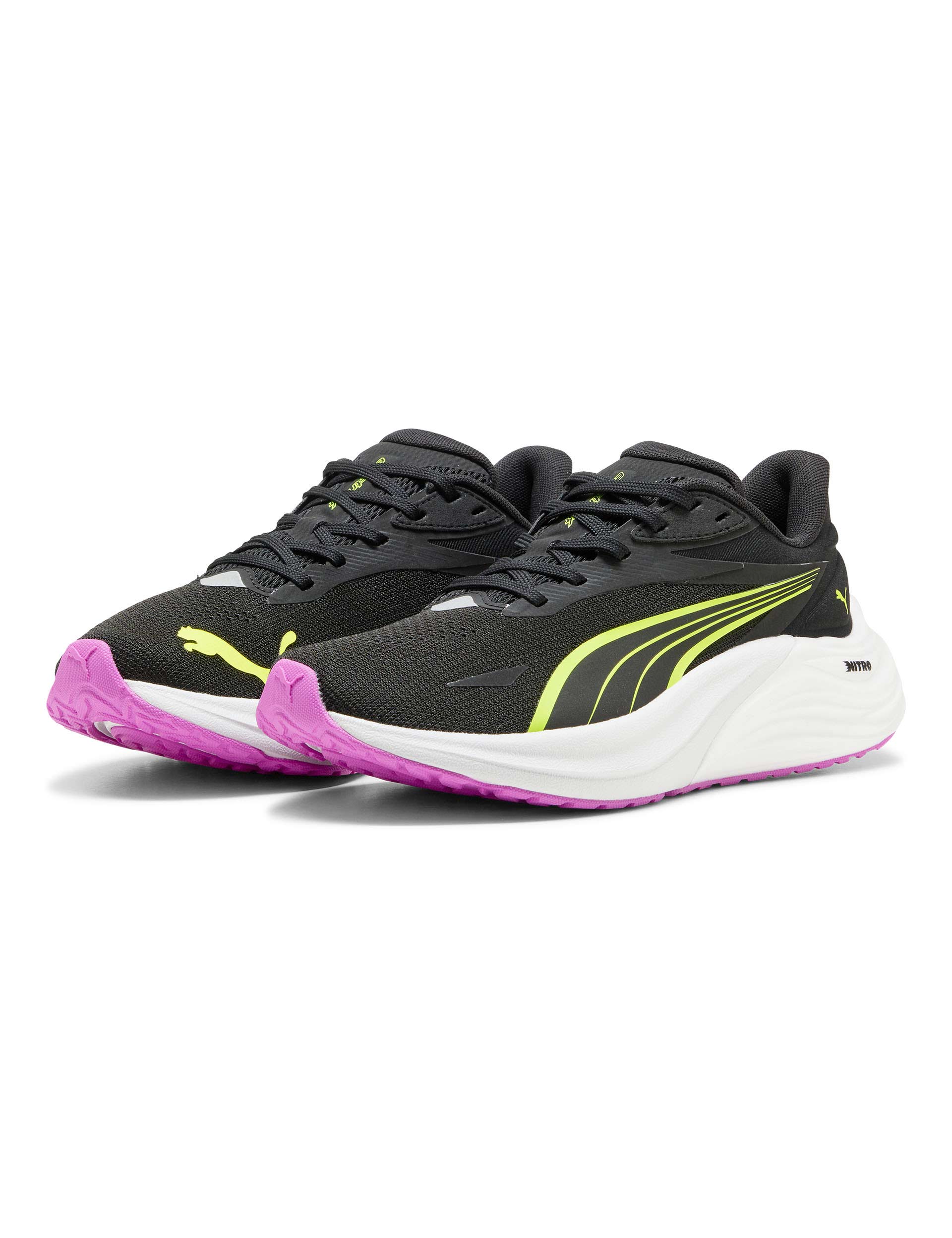 Electrify NITRO 4 Running Shoes for Men & Women - Lightweight Cushioned Athletic Sneakers in Black/Yellow Alert - Perfect for Jogging, Gym Workouts & Daily Wear