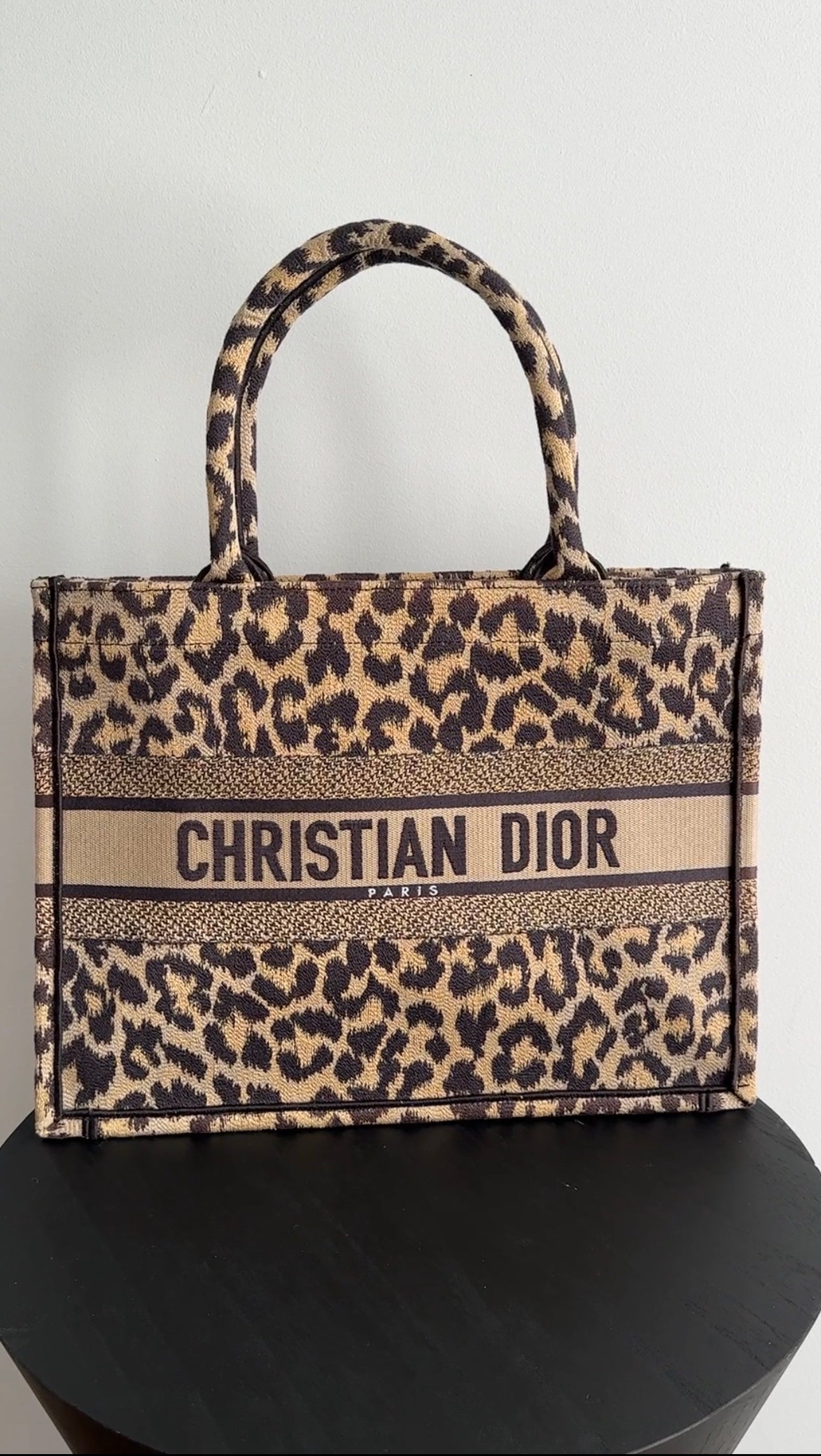 Christian Dior Medium Leopard Print Canvas Book Tote Bag - Stylish Designer Handbag for Women, Work, Travel & Everyday Use