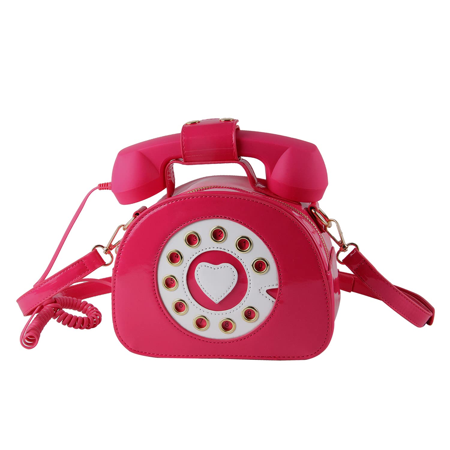 Oweisong Fun Telephone Purse for Women - Novelty Pink Phone Tote Handbag with Top Handle & Crossbody Strap | Cute Retro Design for Parties, Cosplay & Everyday Use