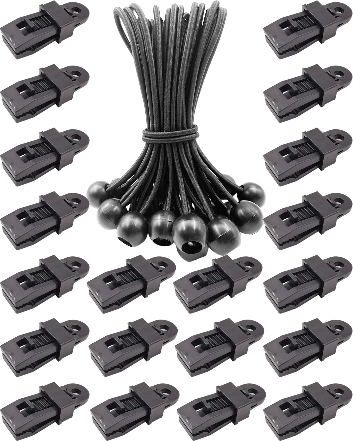 Heavy Duty Tarp Clips 40-Pack - Locking Grip Tent Clamps, Secure Tarp Hold Down Clips for Canopy & Awning (Black) - Perfect for Camping, Outdoor Events & Emergency Shelter Setup