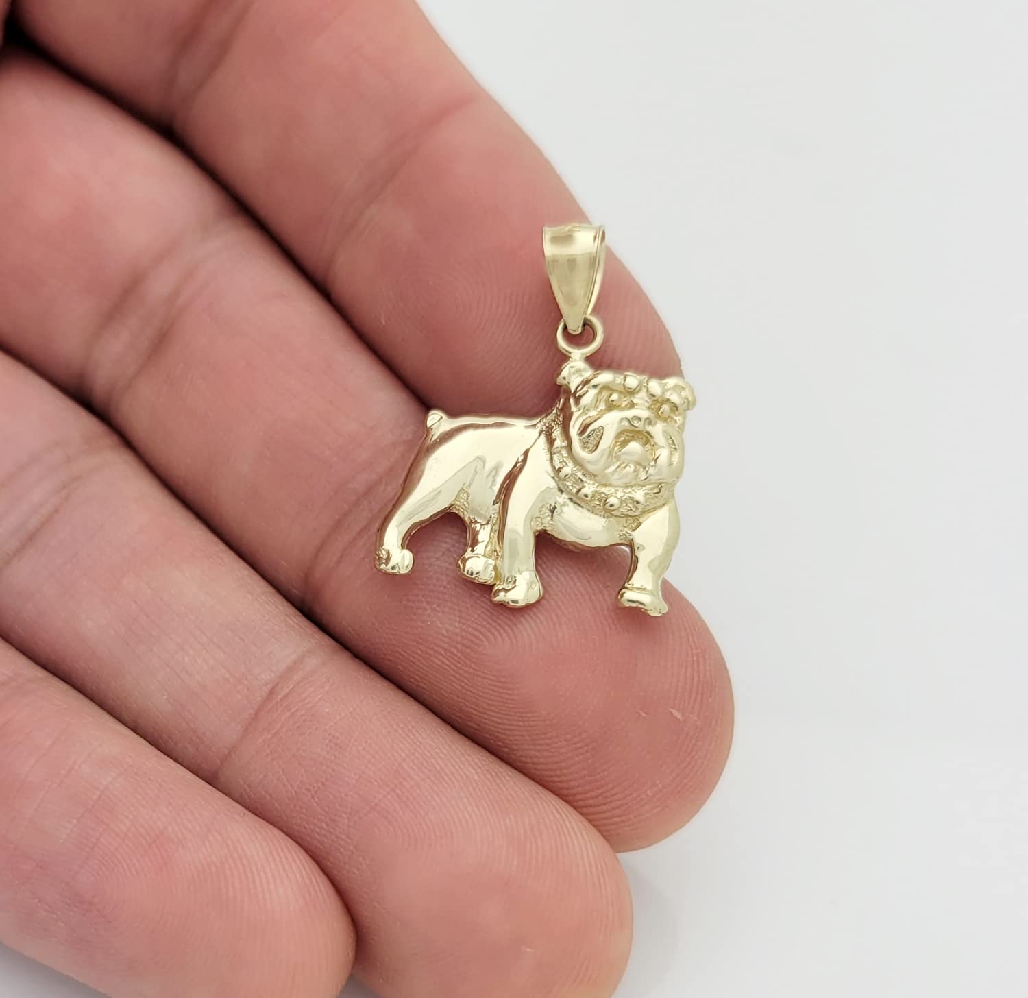 10K Yellow Gold Bulldog Pendant Charm - Solid Gold Dog Necklace for Men & Women - Perfect for Gifts, Pet Lovers, and Everyday Wear