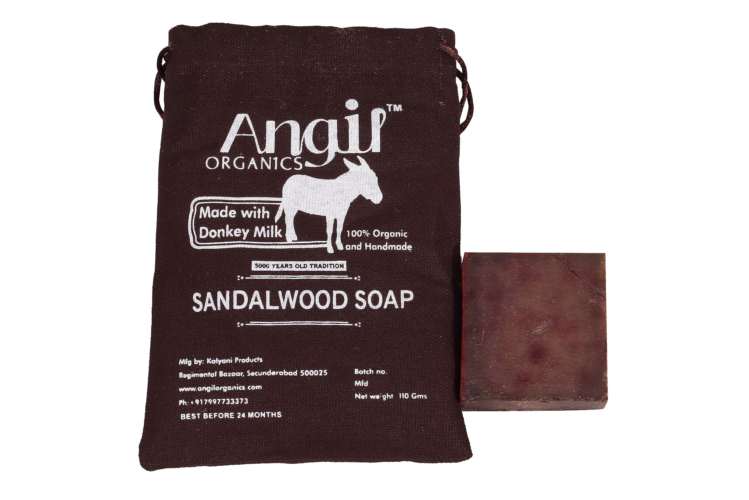 Angil Donkey Milk Beauty Soap - 100% Natural Sandalwood Soap for Skin Brightening, Tan Removal & Anti-Aging | 110g | All Skin Types | Pack of 1 | Perfect for Daily Skincare, Spa Treatments & Gift Giving